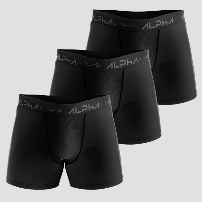 Kit 3 Cuecas Boxer Cotton Preta - Alpha Co