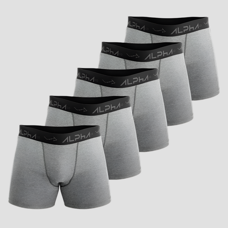 Kit 5 Cuecas Boxer Cotton Mescla Cinza - Alpha Co