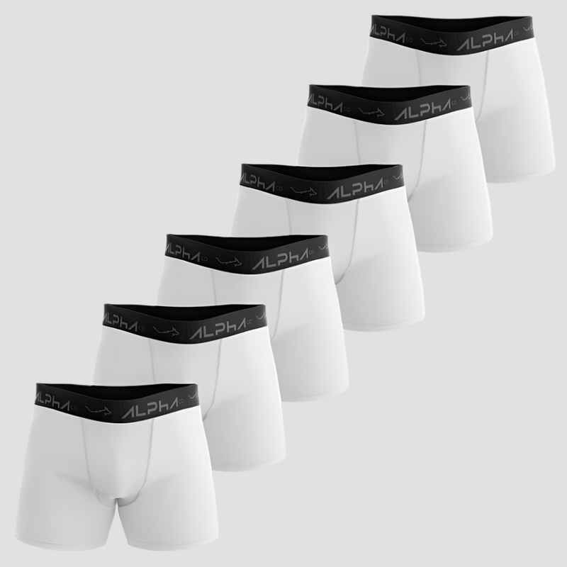 Kit 6 Cuecas Boxer Cotton Branca - Alpha Co