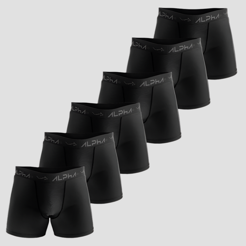 Kit 6 Cuecas Boxer Cotton Preta - Alpha Co
