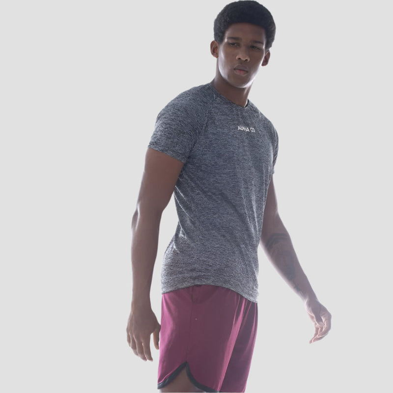 Camiseta Dry Fit Essential Mescla Cinza