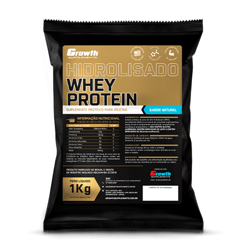 WHEY PROTEIN HIDROLISADO (1KG) (SABOR NATURAL) - GROWTH SUPPLEMENTS