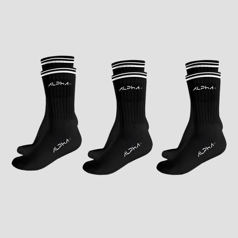 Kit 3 Meias Masculinas Cano Médio Alpha Co - Preto