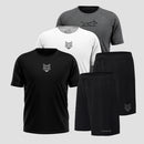Kit 5 Peças Dry Fit: 3 Camisetas + 2 Shorts