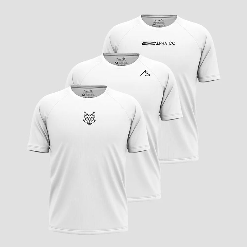 Kit Versátil: 3 Camisetas Dry Brancas ideais para o seu treino