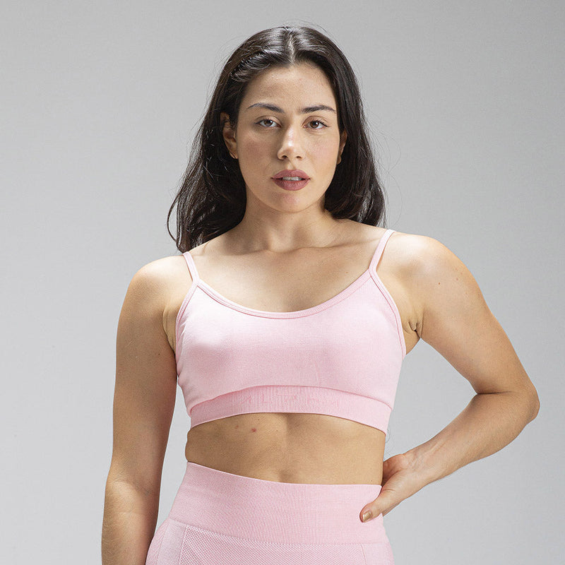 Top Alça Mescla Rosa Claro Seamless Alpha Co