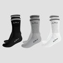 Kit 3 Meias Masculinas Cano Médio Alpha Co - Branco/Cinza/Preto