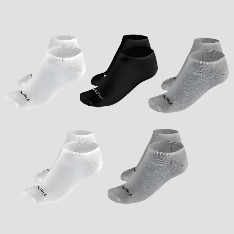 Kit 5 Meias Unissex Cano Curto Alpha Co Cor:Branco/Cinza/Preto