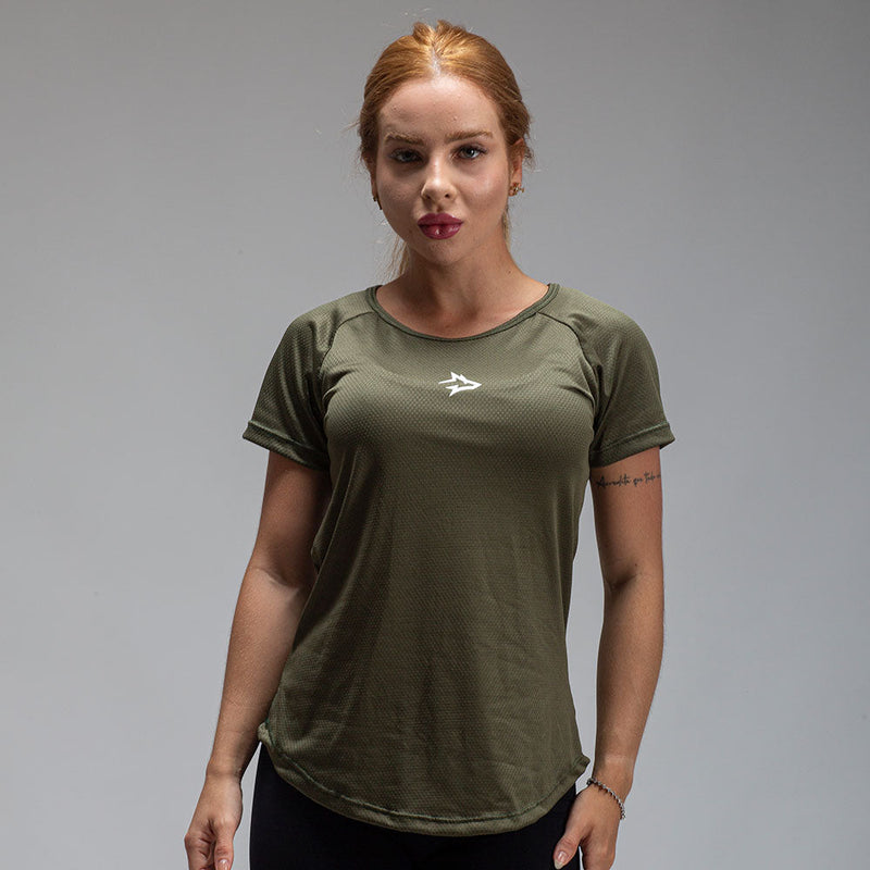 Camiseta Feminina Dry Fit Middle Lupus Verde Uva