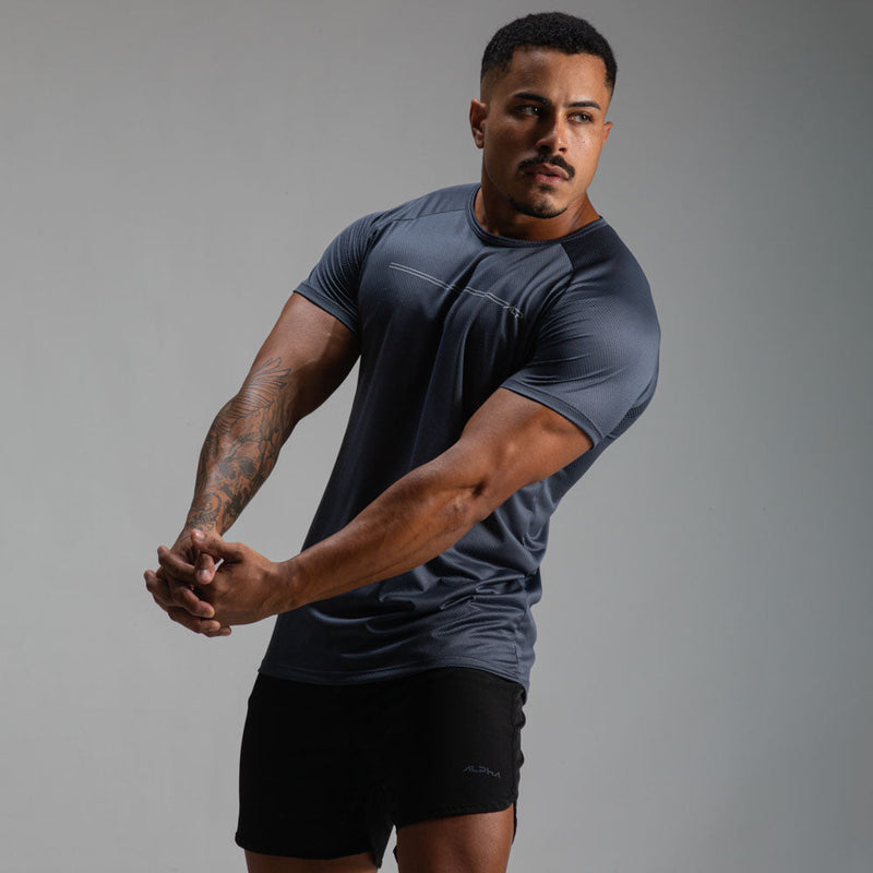 Camiseta Dry Fit Parallel Line Cinza Sombra