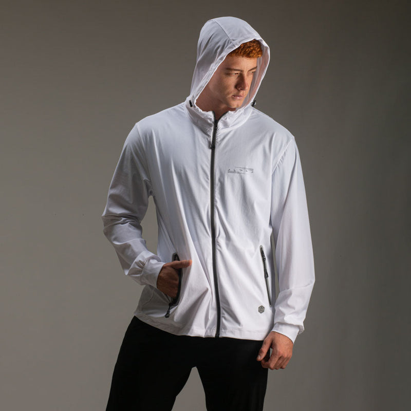 Corta Vento Com Capuz Aspect Branco