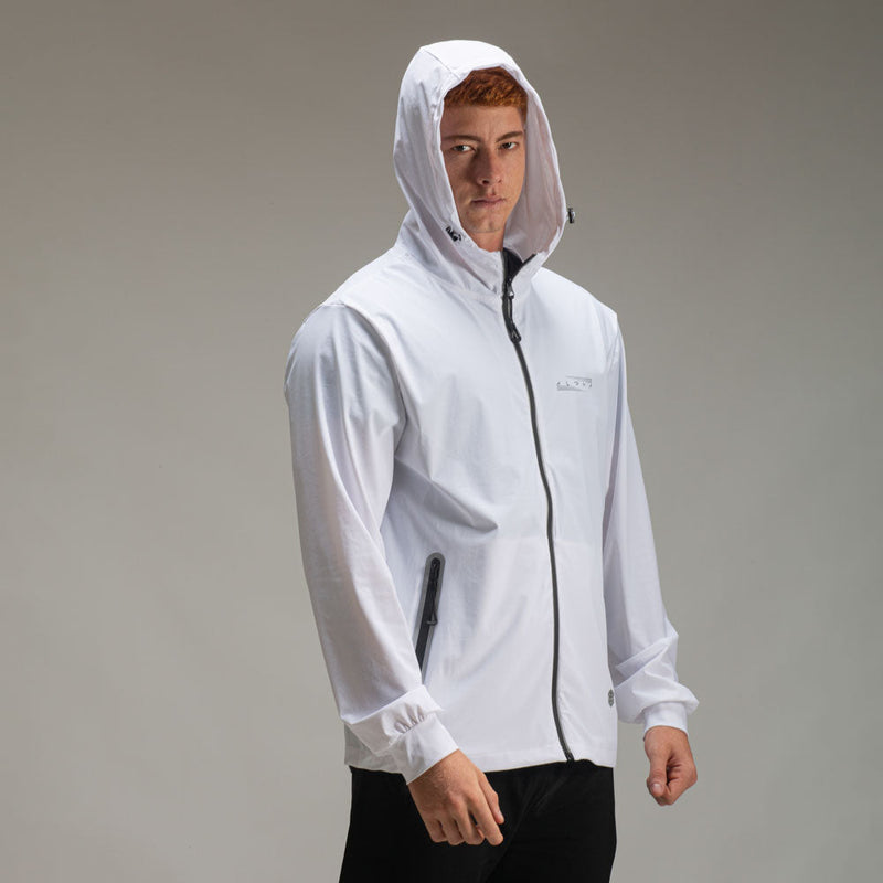 Corta Vento Com Capuz Aspect Branco