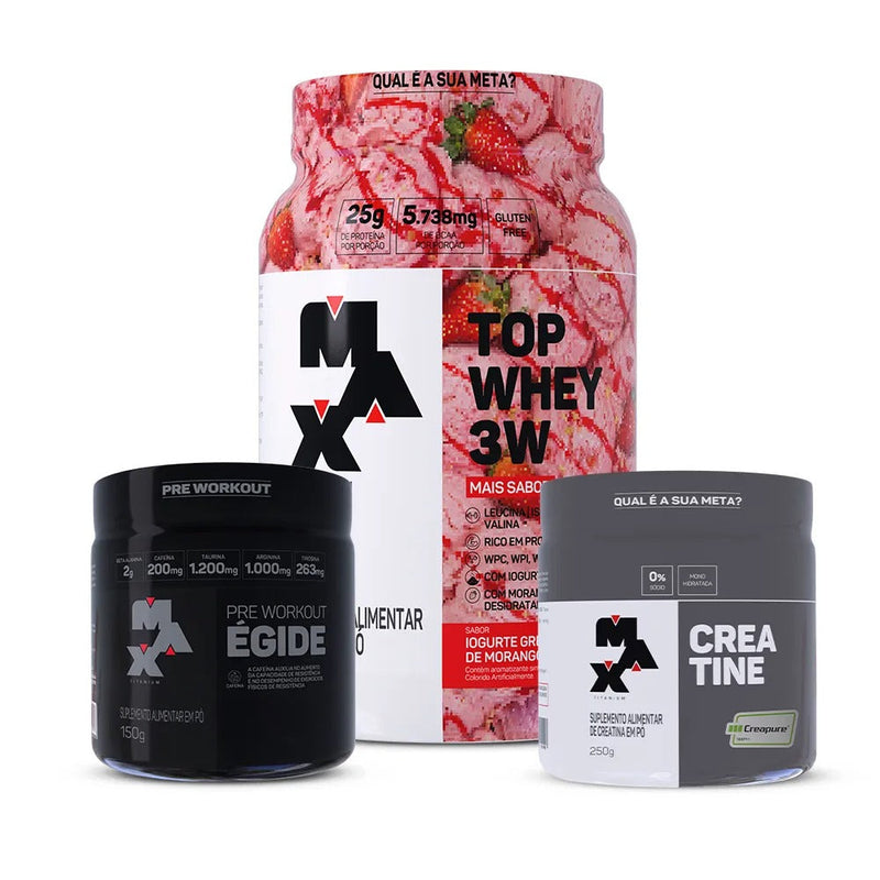 Kit Breno Freire: CREATINA CREAPURE 250G+ÉGIDE 150G+ TOP WHEY 3W 900G