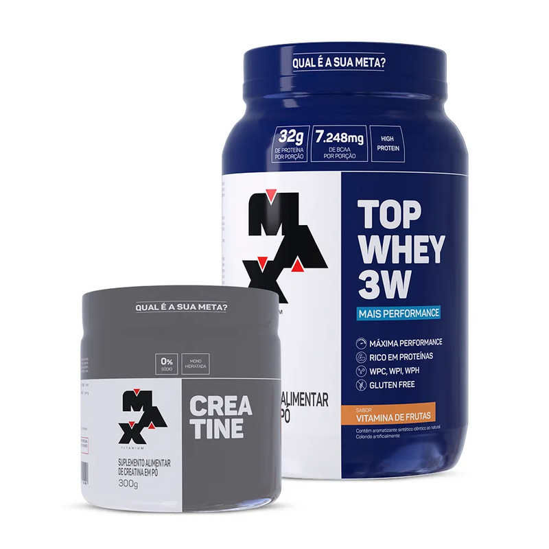 Kit Creatina 300g + Top Whey 3W + Performance 900g