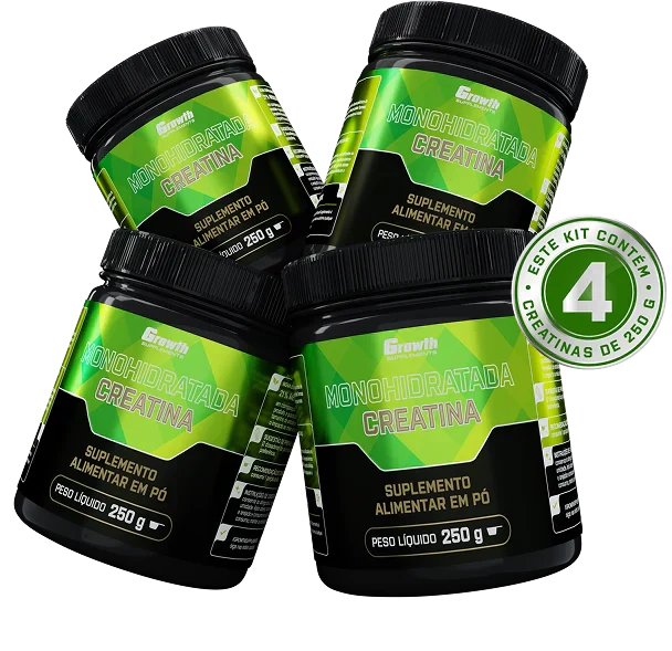 KIT CREATINA MONOHIDRATADA 1KG - GROWTH SUPPLEMENTS